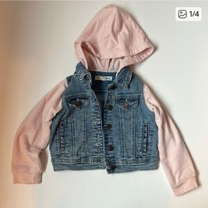 Tucker + Tate Denim Jacket with Pink Sleeves and Hood Size 2